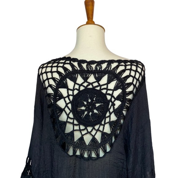 Bohemian Black Beach Bikini Coverup with Fringe - Picture 11 of 13